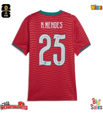 Portugal Nuno Mendes #25 Replica Home Stadium Shirt for Women World Cup 2026 Short Sleeve